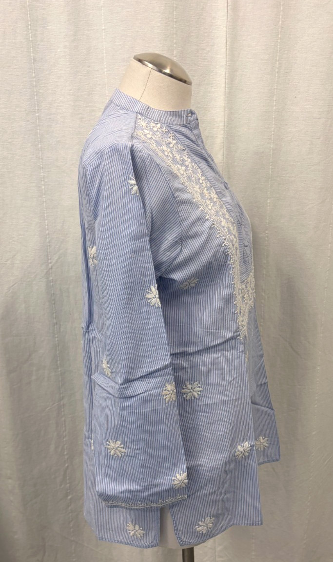 Chikankari Embroidered Lal Behari Tandon Medium Kurta Blouse Top Handloom Shirt
