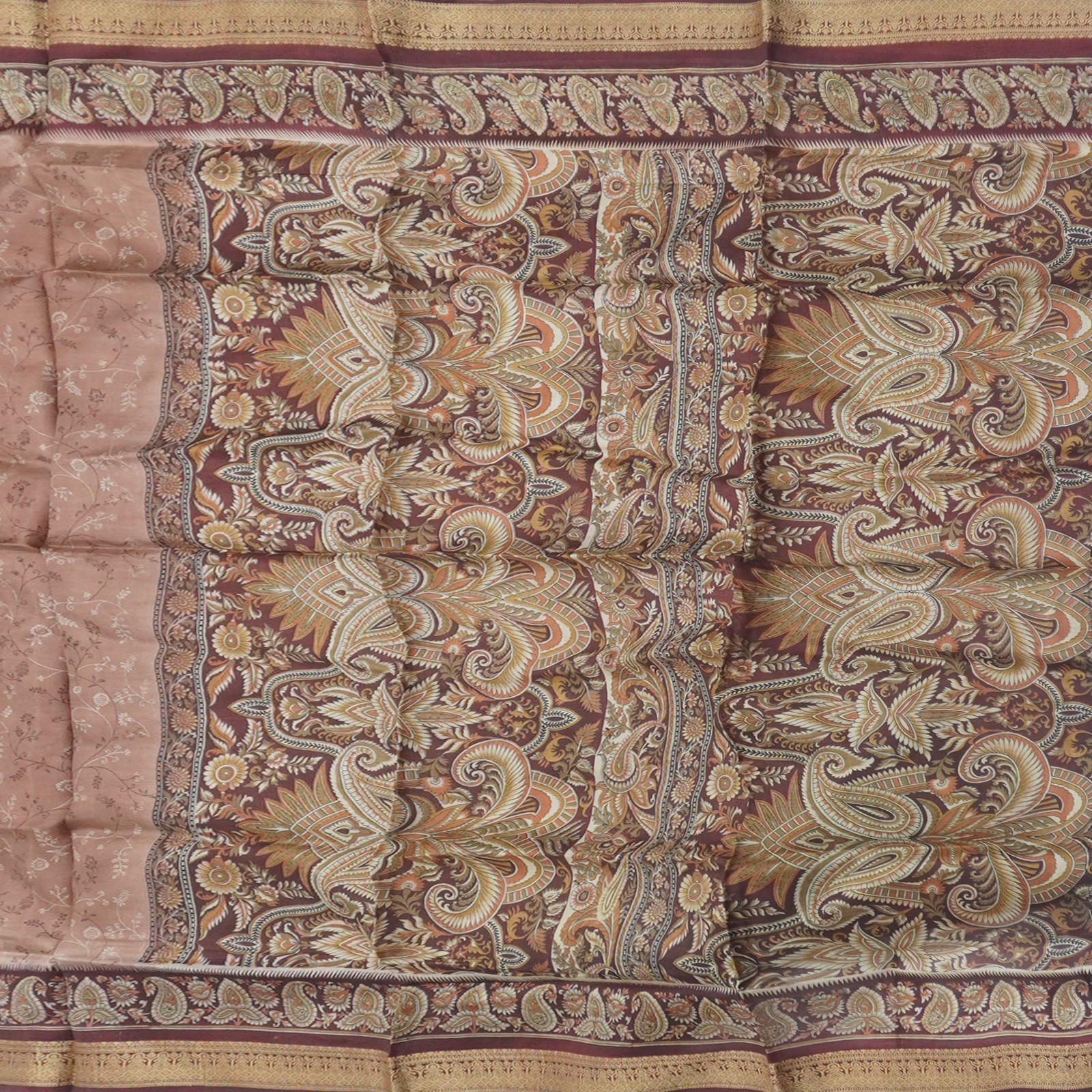 Namaste Vintage Brown Sarees 100% Pure Silk Printed Indian Sari 5YD Craft Fabric