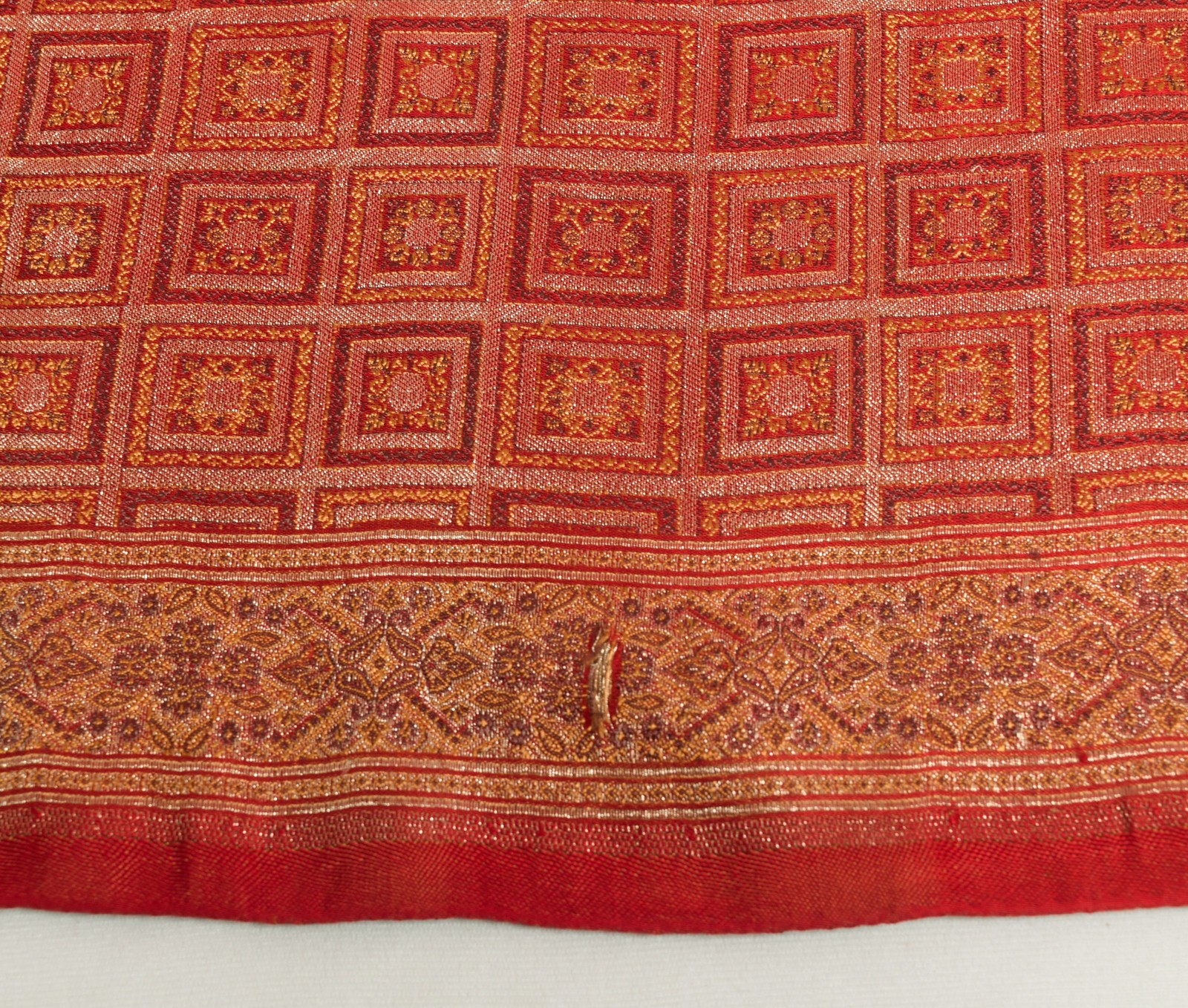 Sushila Vintage Heavy Saree Pure Satin Silk Banarasi Brocade Woven Red Fabric