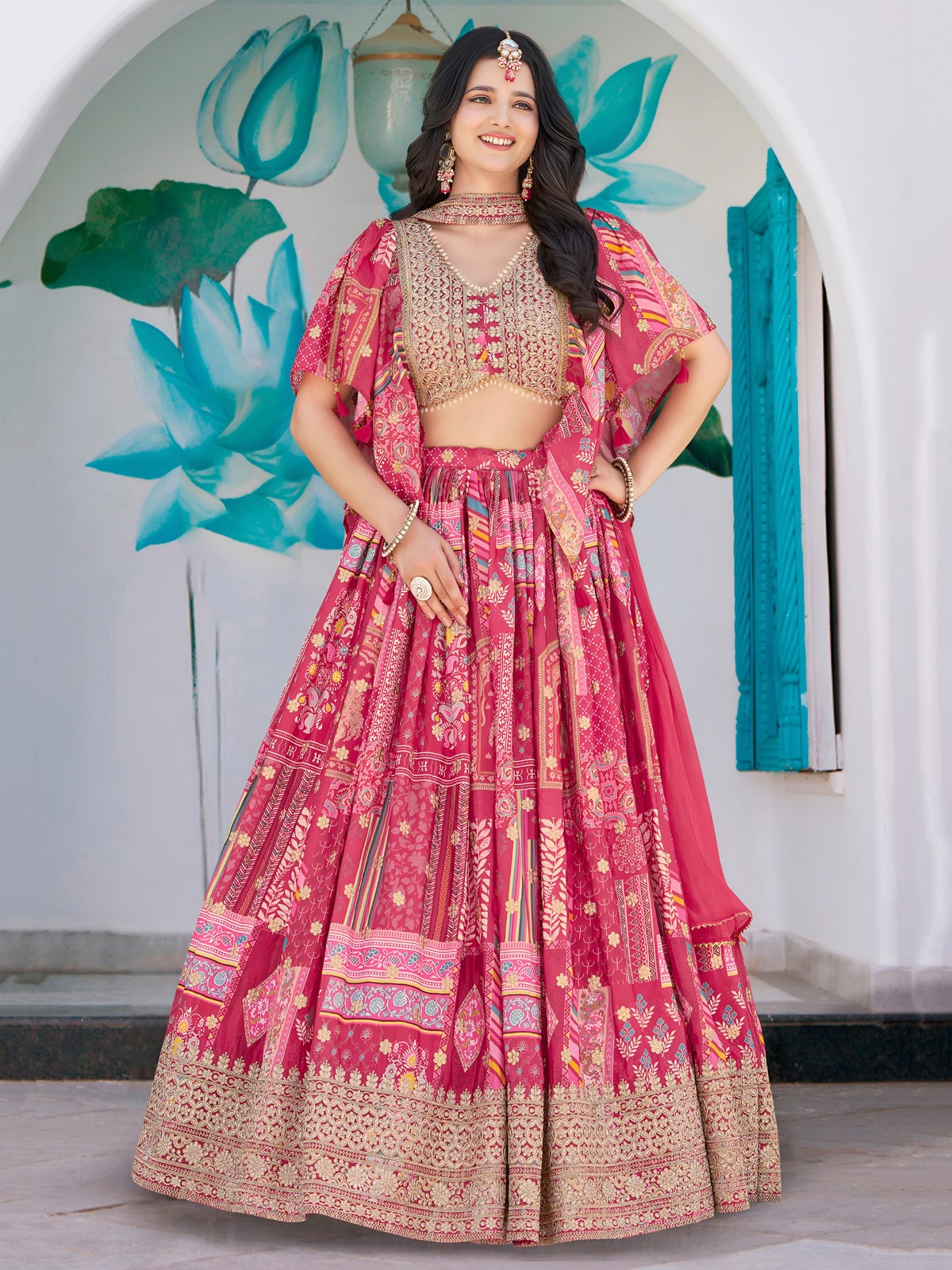 Bollywood Style Wedding Wear Faux Georgette Lehenga Choli With Dupatta For Women