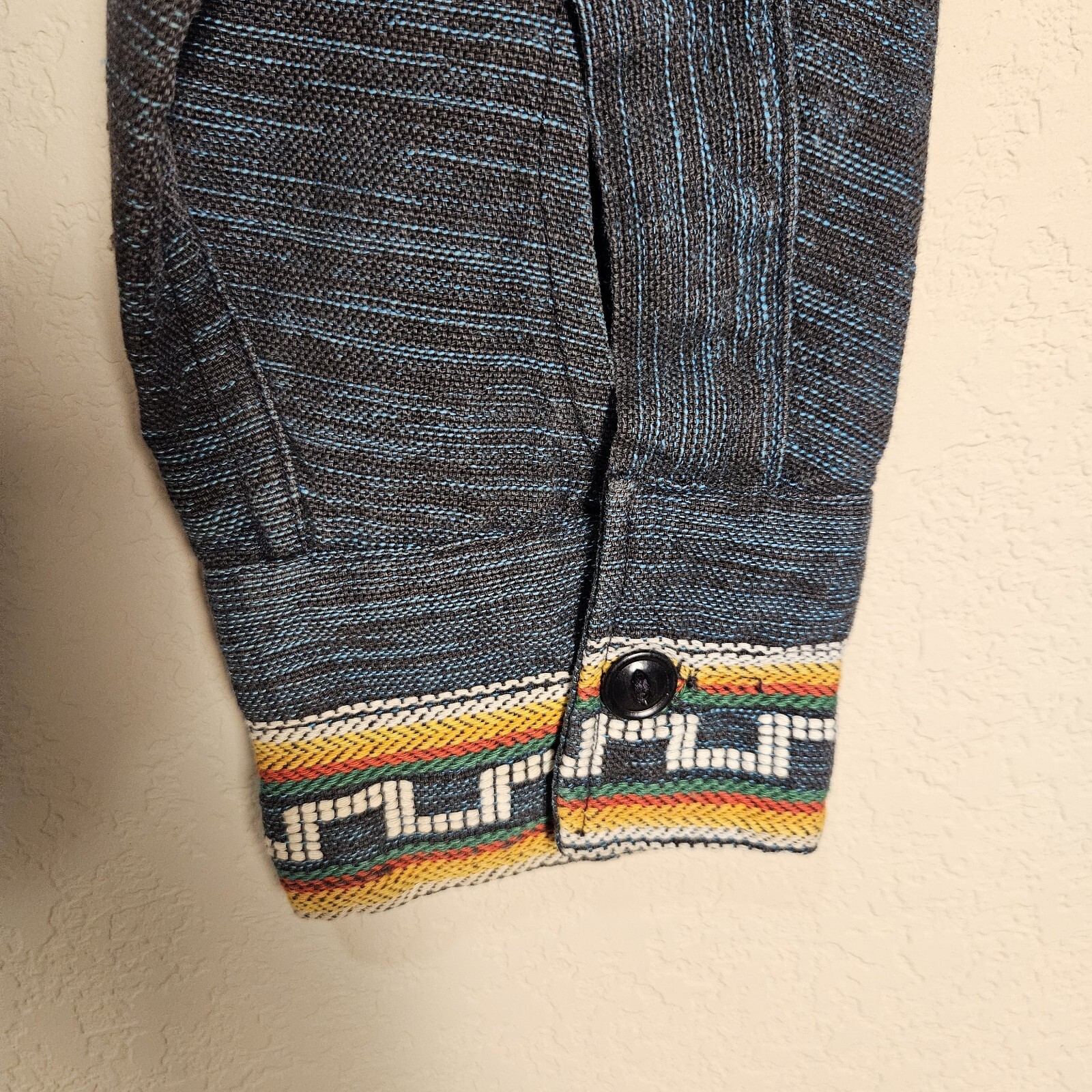 VTG 70s Guatemalan Handmade Jacket M Quetzel Tribal Aztec Shirt Embroidered Knit