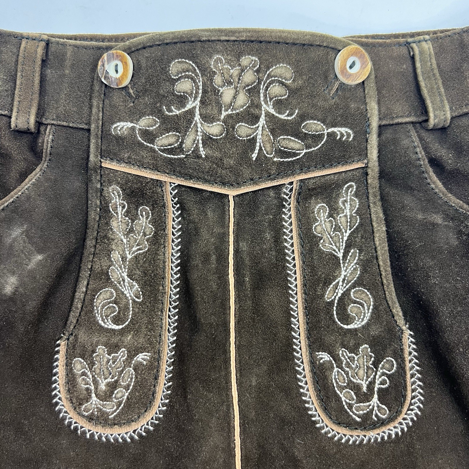 Lederhosen Skirt Womens Size 34 Brown Suede Leather German Bavarian Oktoberfest