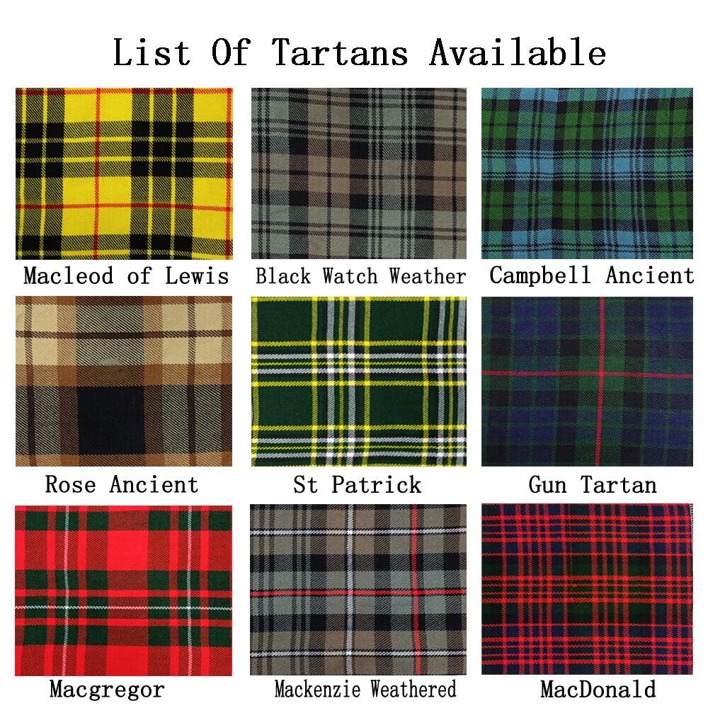 Men’s Scottish 5 Yard kilt Made of Acrylic Wool Available in 14 Tartan Colours