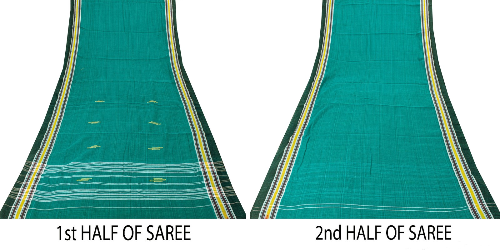 Sanskriti Vintage Blue 100% Pure Cotton Saree Tant Hand Woven Bengali Sari 5.5Yd