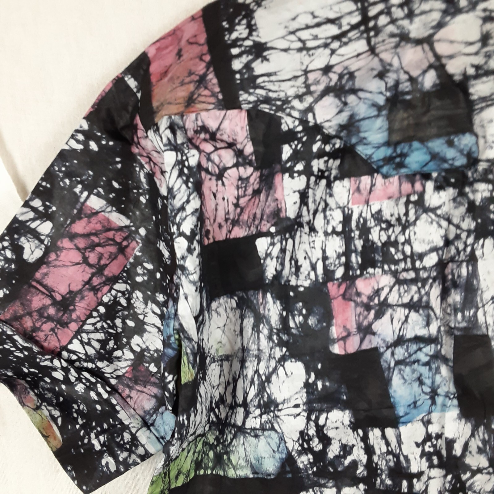 Mazino Made in Nigeria Short Sleeved Isiagu Top Multi Colored Pink Black Green