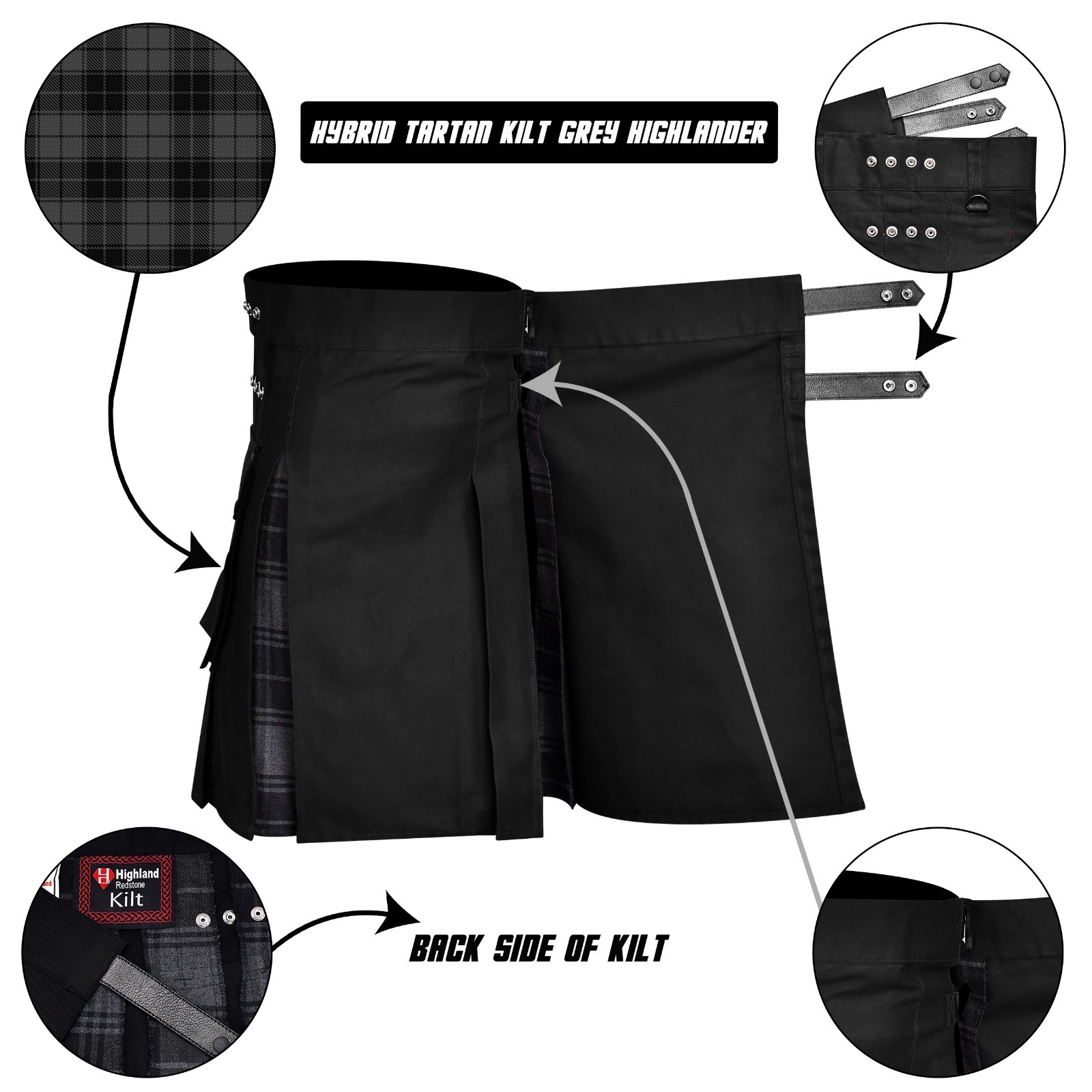 Hybrid Utility Kilts for Men Scottish Traditional Kilt with Flashes