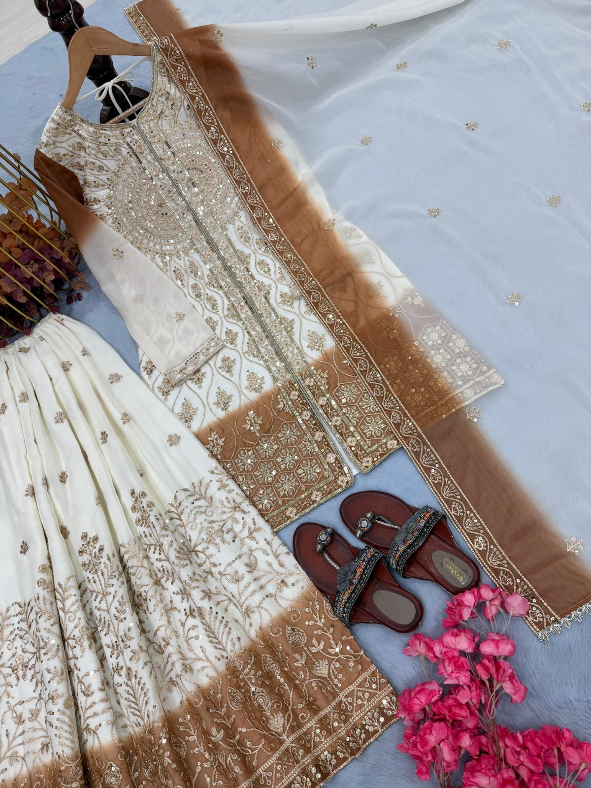 Upcoming Festival Wear Kurta Palazzo Set, Indian Women Salwar Kameez Readymade