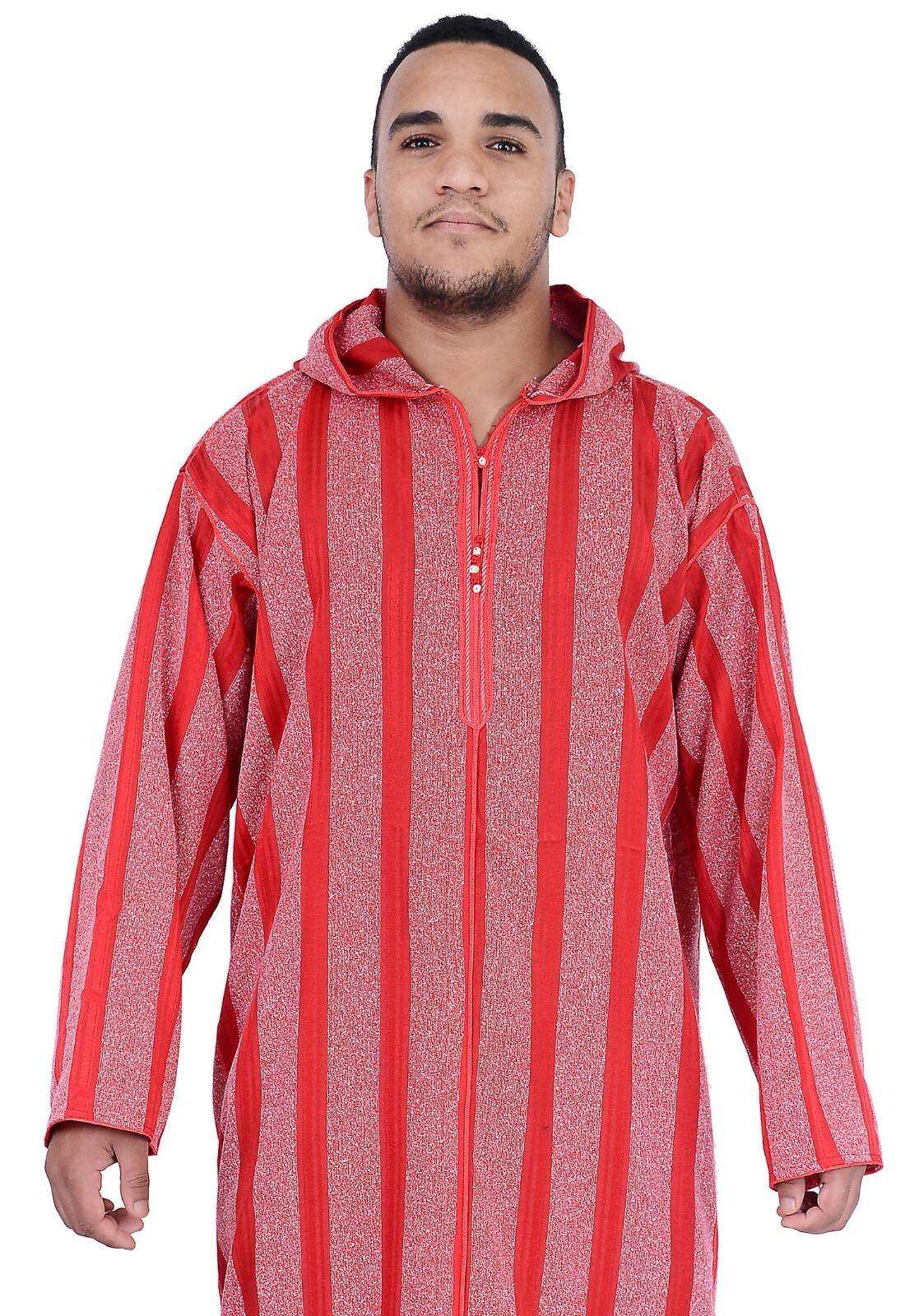 Moroccan Men Djellaba Hooded Caftan Kaftan Thobe Abaya Handmade Arab Red