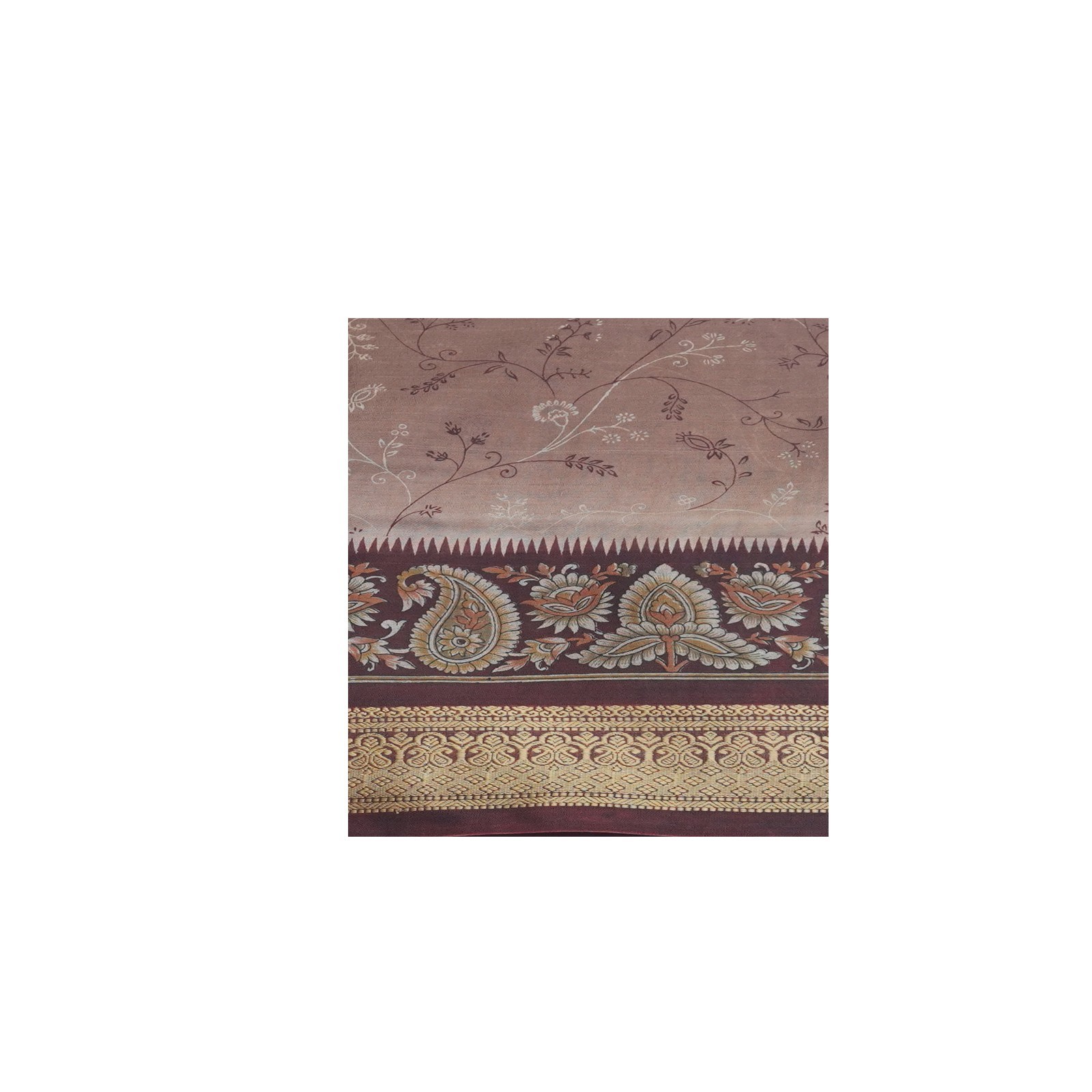 Namaste Vintage Brown Sarees 100% Pure Silk Printed Indian Sari 5YD Craft Fabric