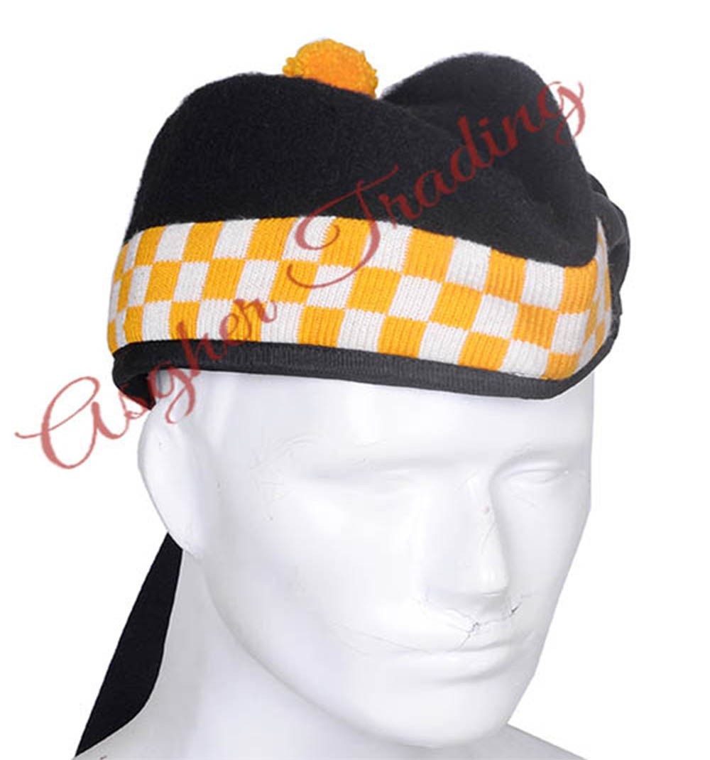 Scottish Military Traditional Kilt Cap – 100% Wool Glengarry Diced HatsCap
