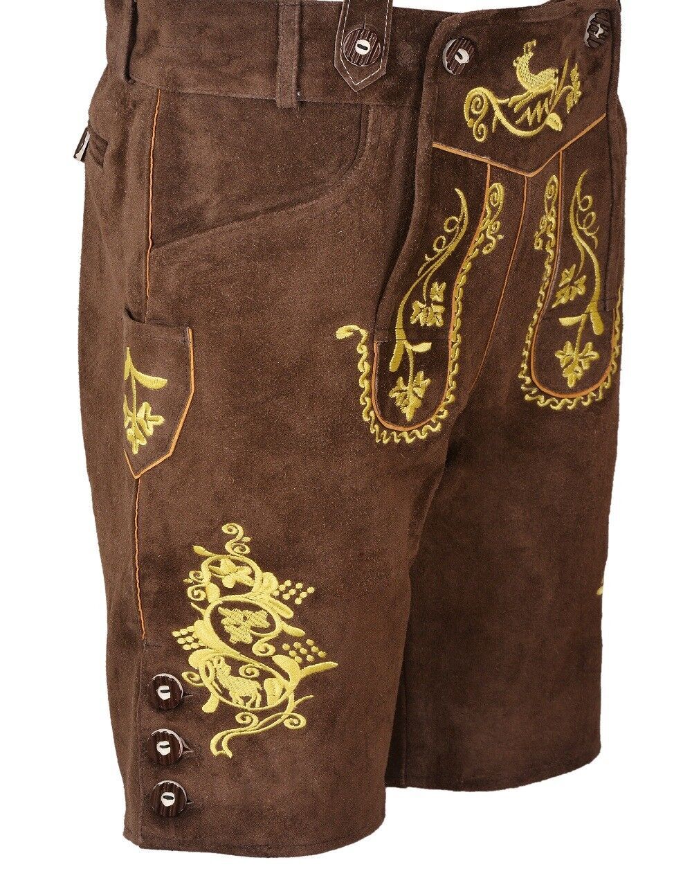 German Bavarian Oktoberfest Trachten Lederhosen Real Leather Men Matching Short