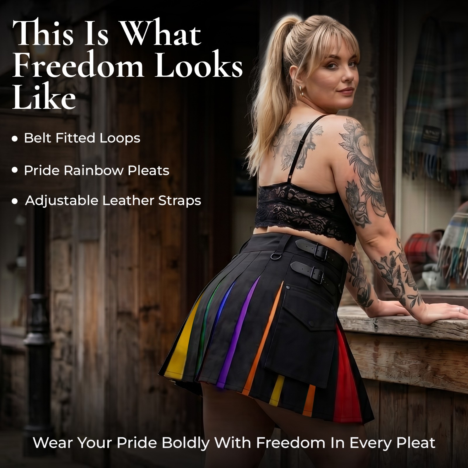 Hybrid Utility Kilts for Women Scottish Traditional Highland Rainbow Kilt