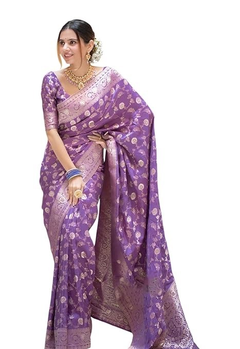 Women’s Pure Kanjivaram Silk Saree Soft Banarasi Style Wedding With Blouse Piece