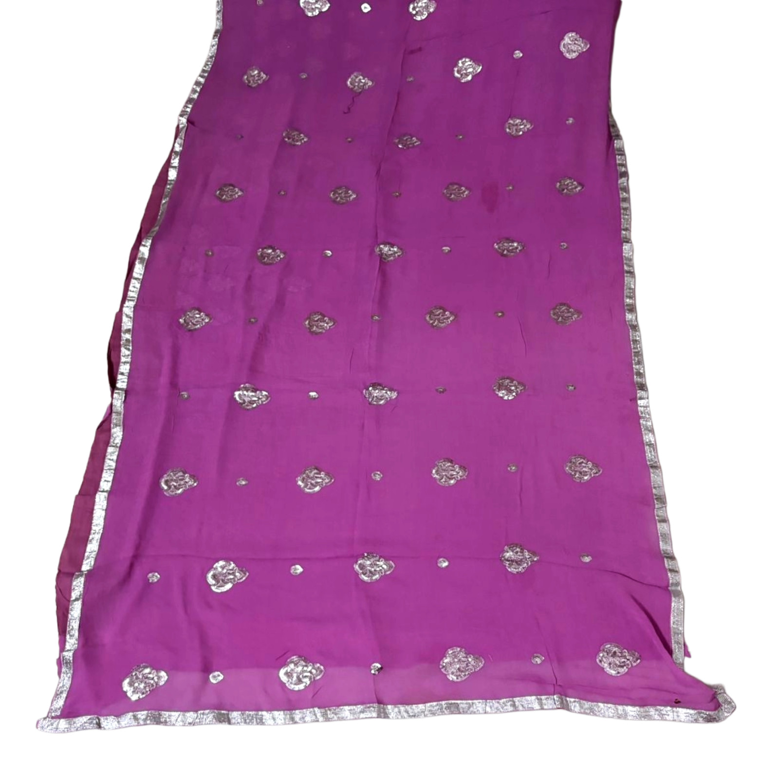 Women Dress Indian Vintage Saree Printed Used Dressmaking Material Beige Sari 5Y