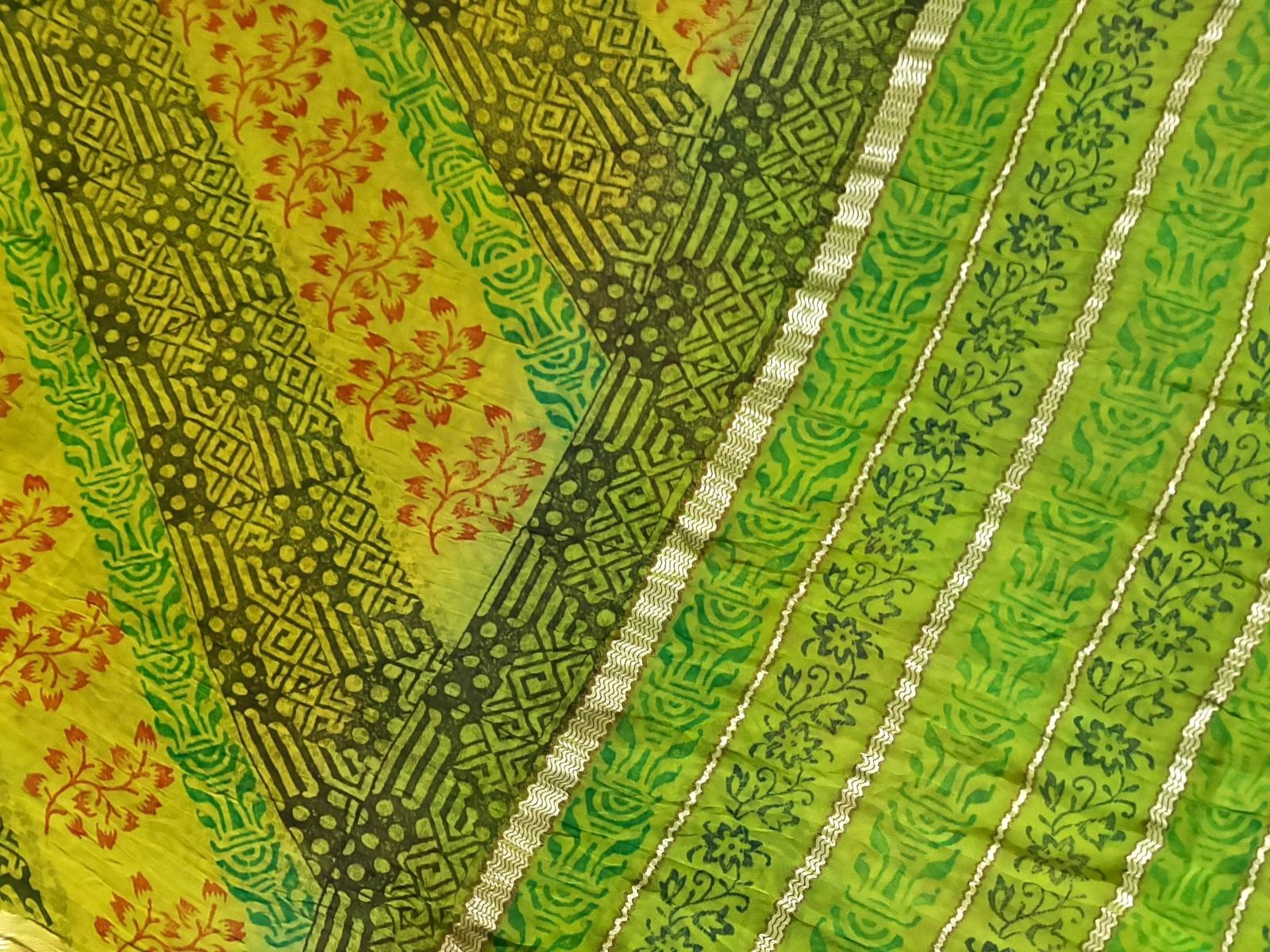 Indian Lot of 2 Pcs Saree Women Wrap Green Home Decor Printed Used Georgete Sari