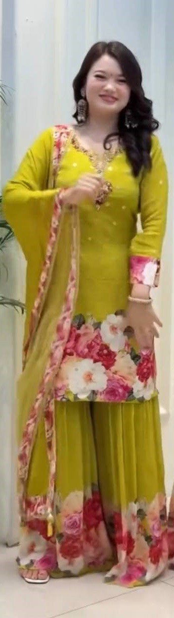 Latest Collection Heavy Georgette Top Palazzo With Dupatta For Women And Girls