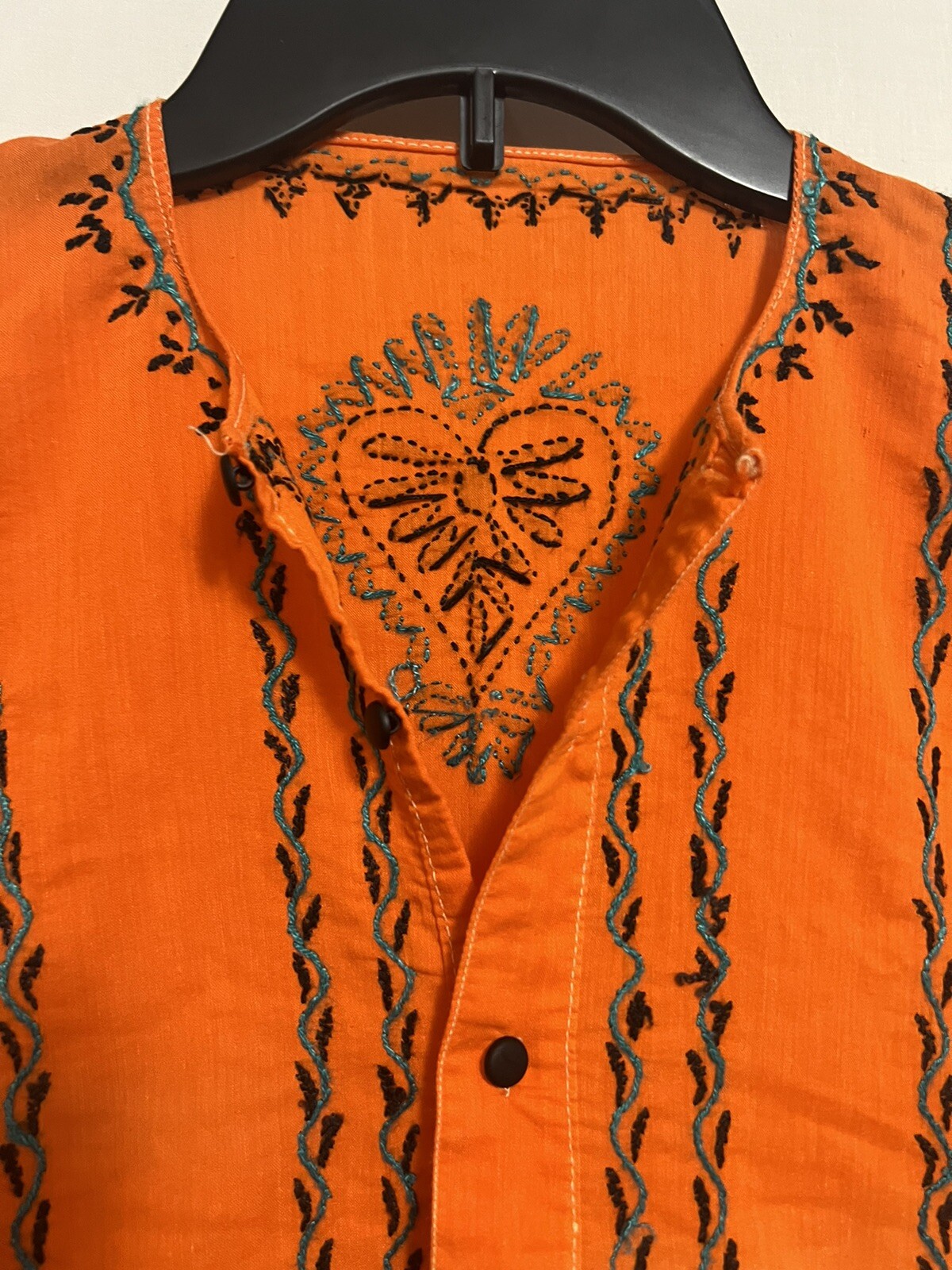Orange Women Kurti Kurta Ethnic Sz Small Embroidered Tunic Dress Indian 0068