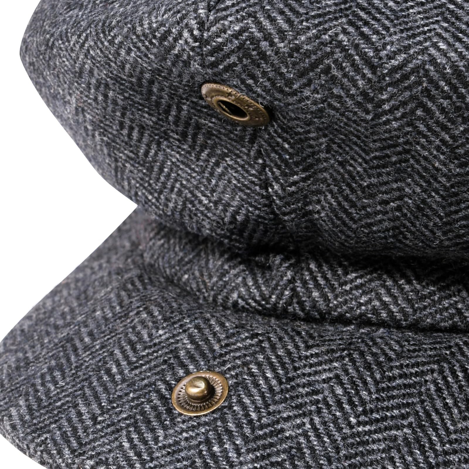 Men Wool Blend 8 Panel Newsboy Cap Tweed Cabbie Hat Snap Brim 7 3/8