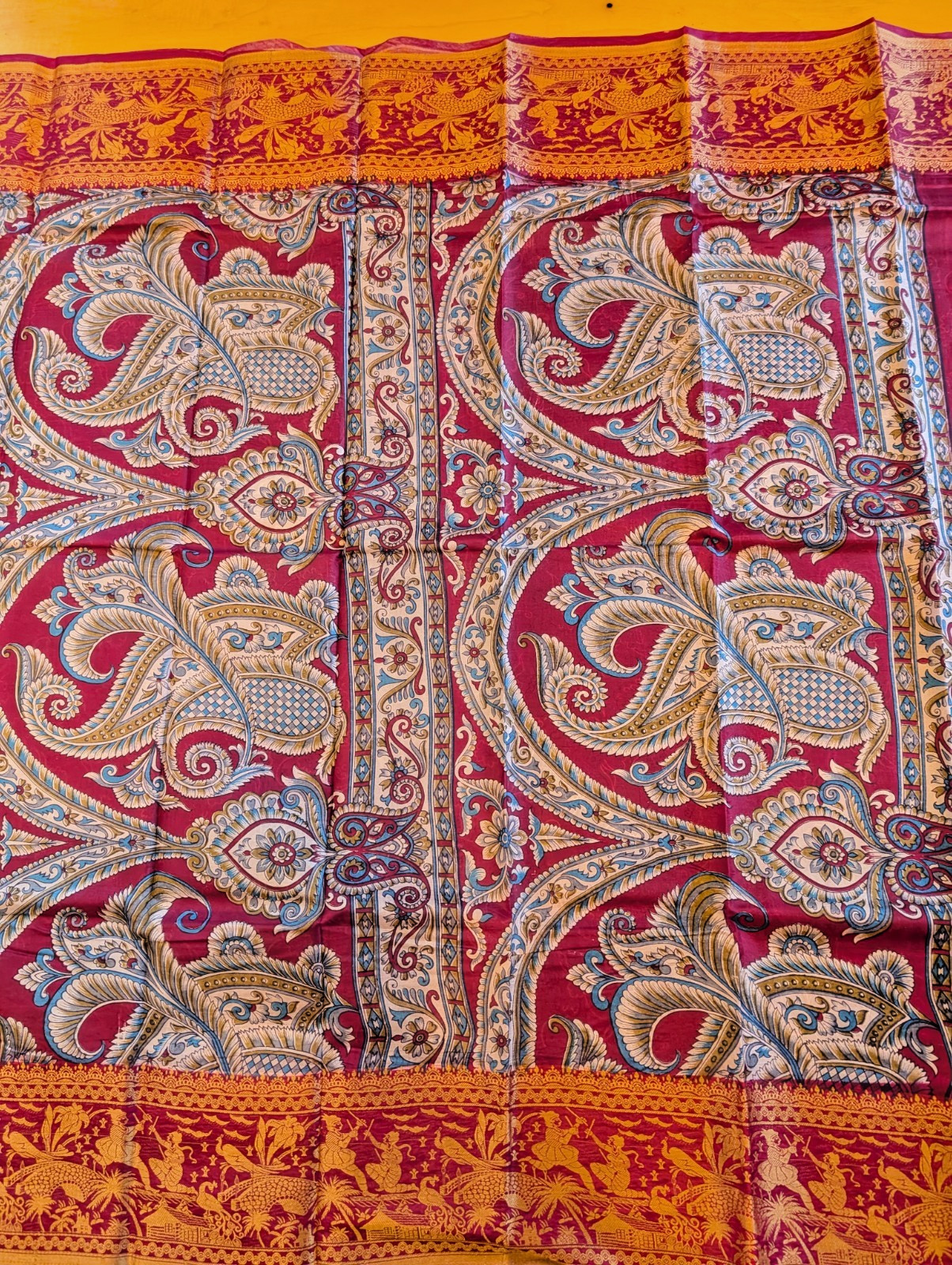 Silk Saree 100% Pure Silk Mark Certified Hand Block Printed Festive Party Wear