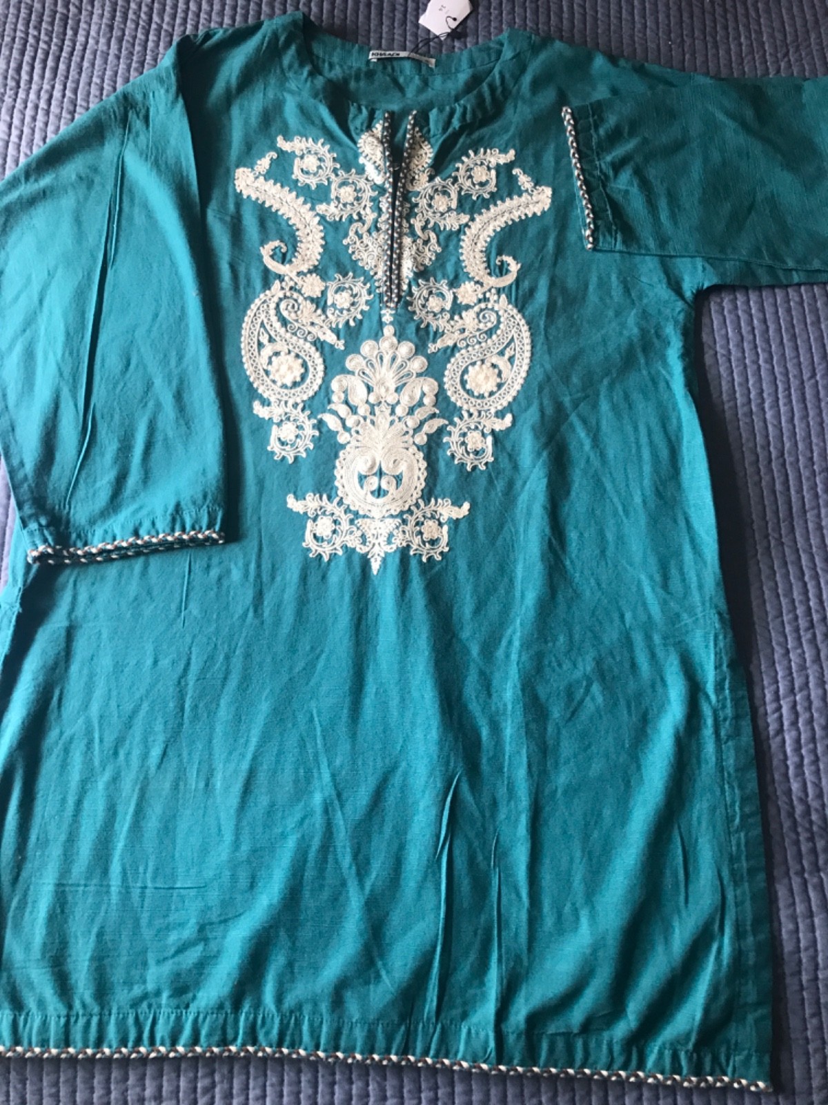NWT KHAADI Size 14 Drop Shoulder Embroider Khaddar Kurti Fall/Winter Pakistan