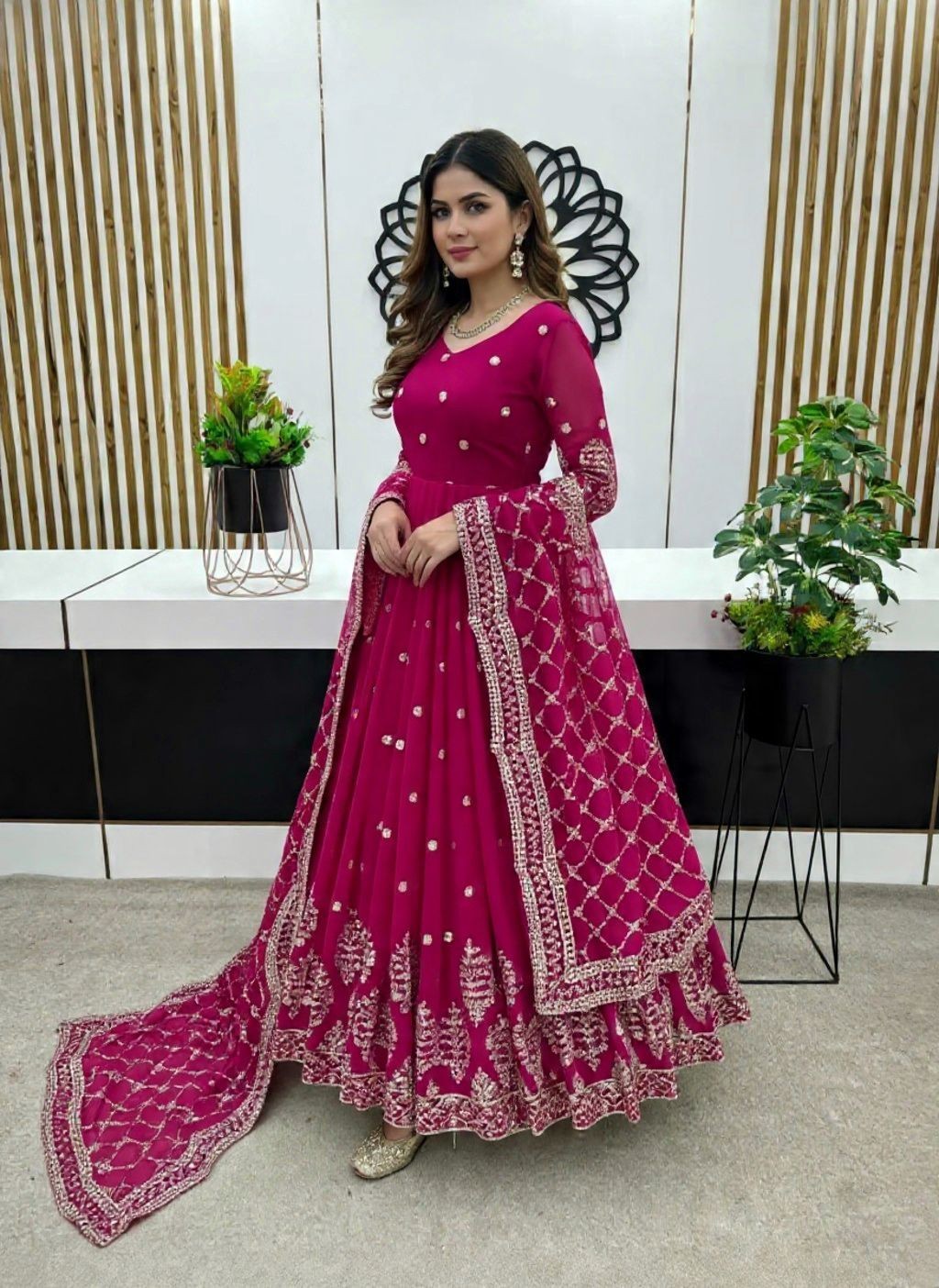 Designer Indian Pakistani Anarkali Suit Beautifu Party Wear Gown and Dupatta Set