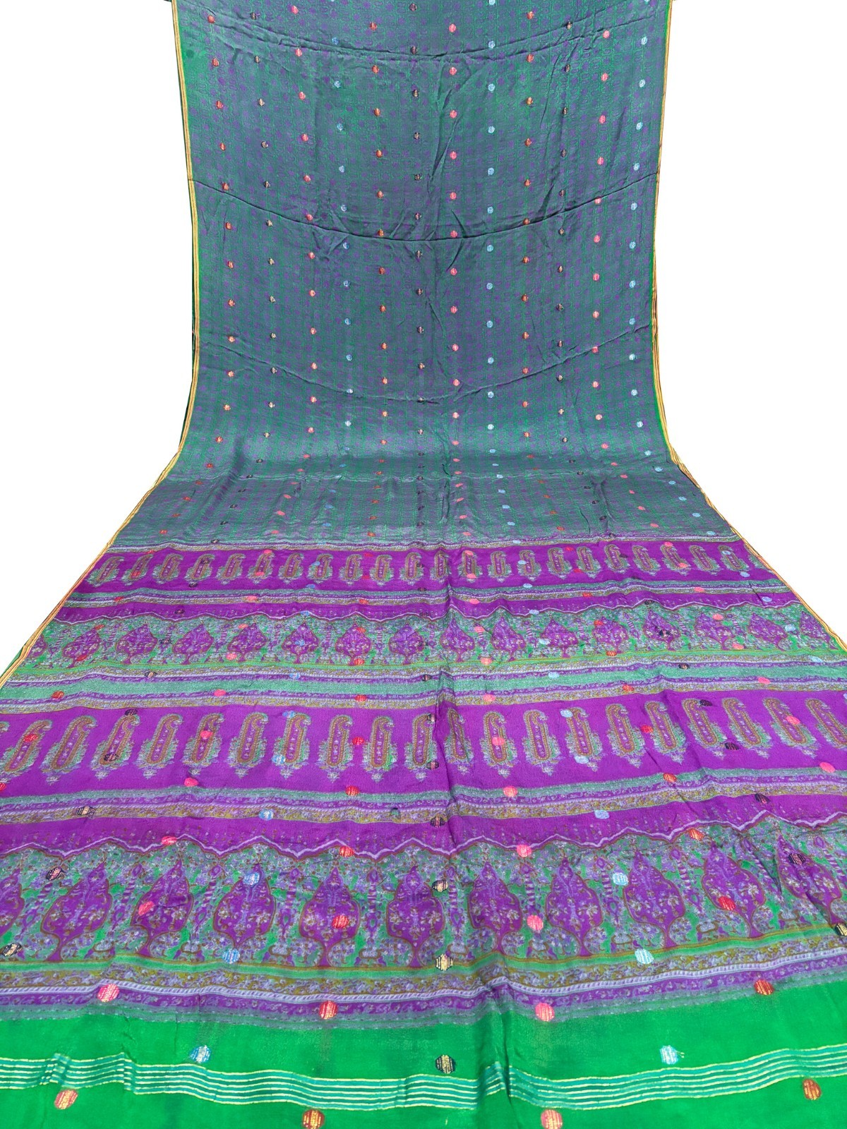 Vintage Chiffon Silk Saree, Lightweight Fabric for DIY & Sewing CS1152