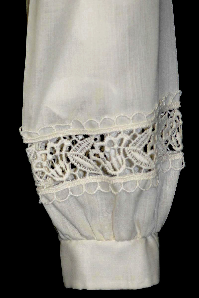 M B41″ Soft Cream EYELET LACE BLOUSE Shirt Top for German Dirndl Victorian Dress