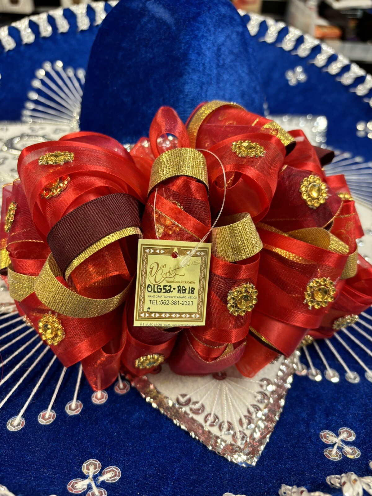 Mariachi Moño Hair Bow OLG52-RG18 Don Cortez Red gold