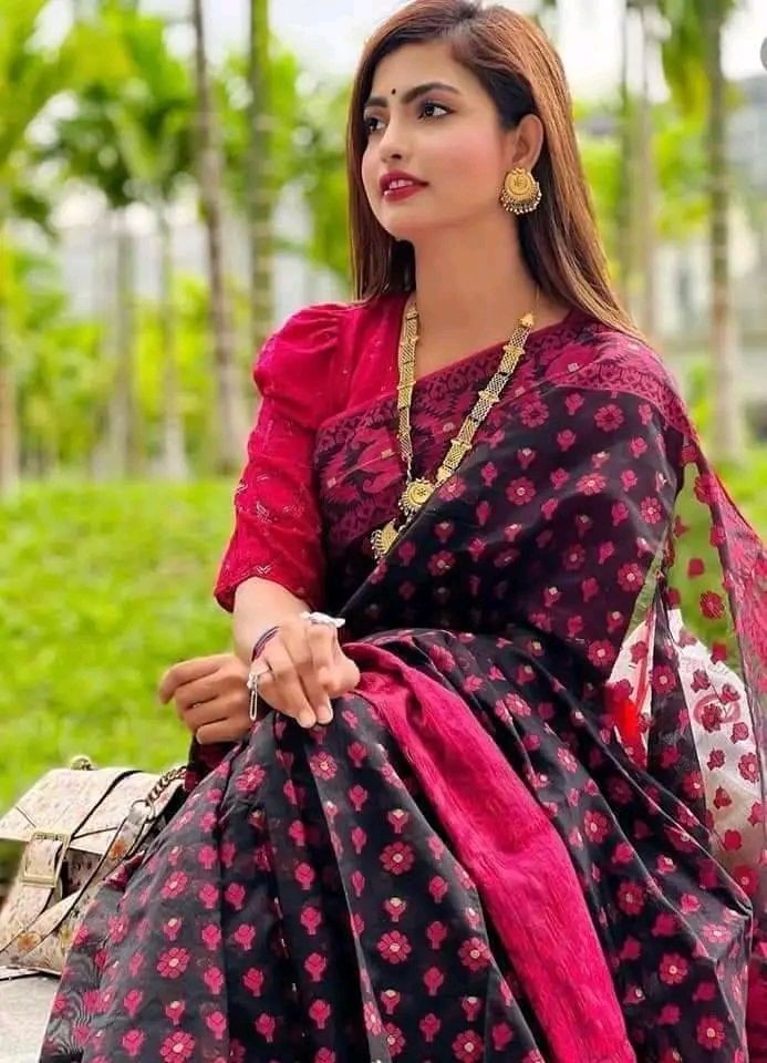 Jamdani Soft Silk Saree Katan Silk Saree For girls and Women without blouse PCS