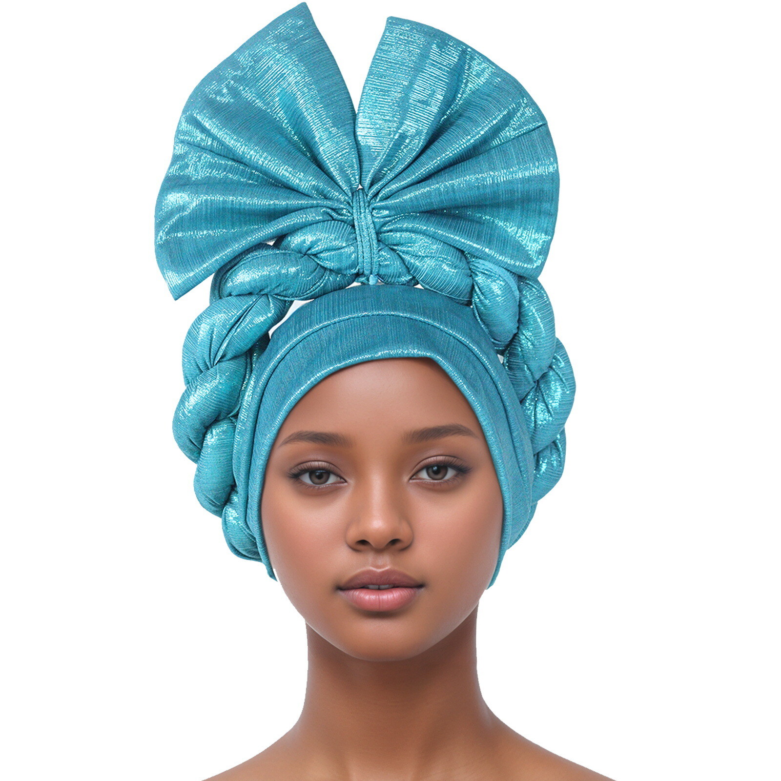 Aso Oke African Headtie Auto Gele Turban Head Wrap Women Bowknot Headwear Arab