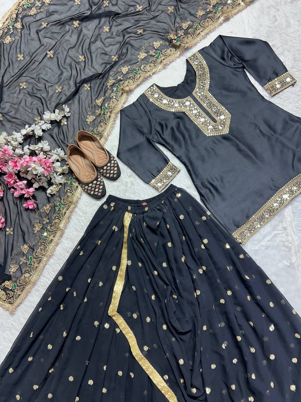 Pakistani top dhoti Designer Embroidered Wedding And Party Dress Set