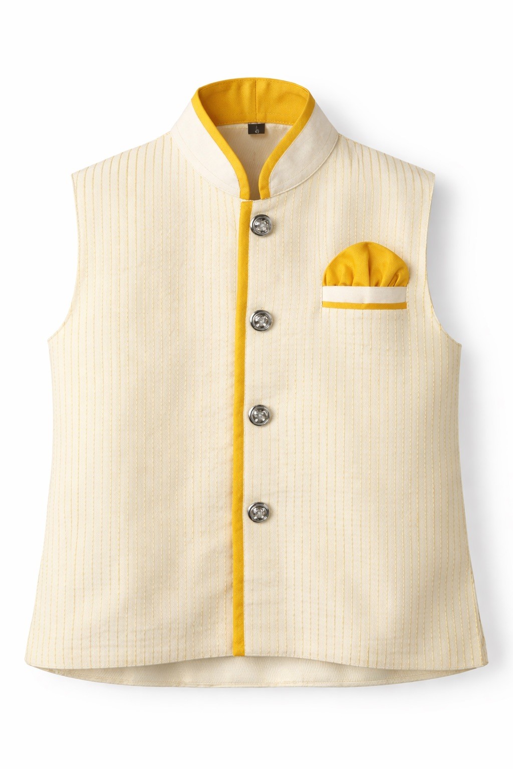 Boys Indian Traditional Vest Nehru Style Cream Yellow Made in India