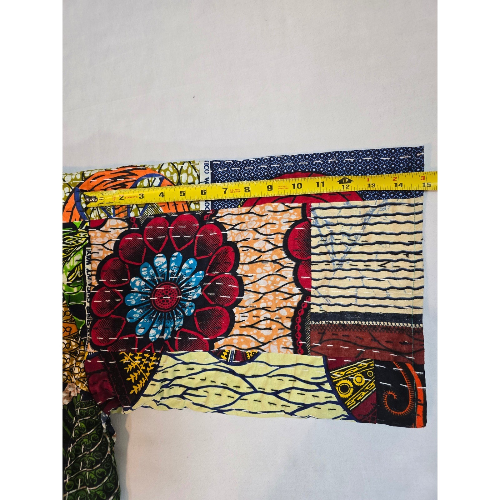 Raj Patchwork Kantha Stitch Kimono Jacket One Size India Cotton Pockets