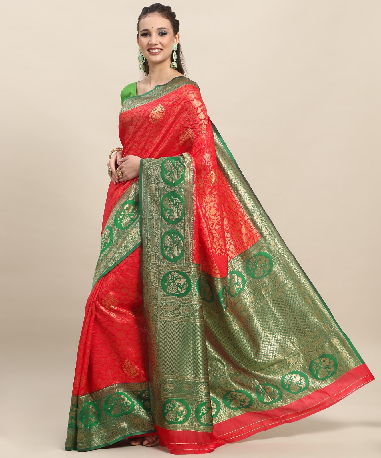 Areca Designer Rajwadi Kanjivaram Silk saree blouses women Saree Cut- 5.5 Meter