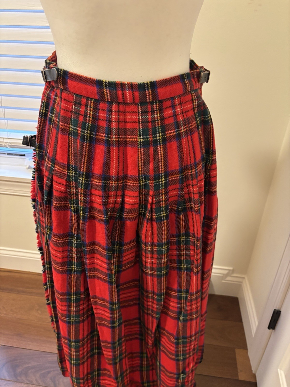 Rare Vintage Scottish Wool Long Kilt In Royal Stewart Tartan Likely From 1970s