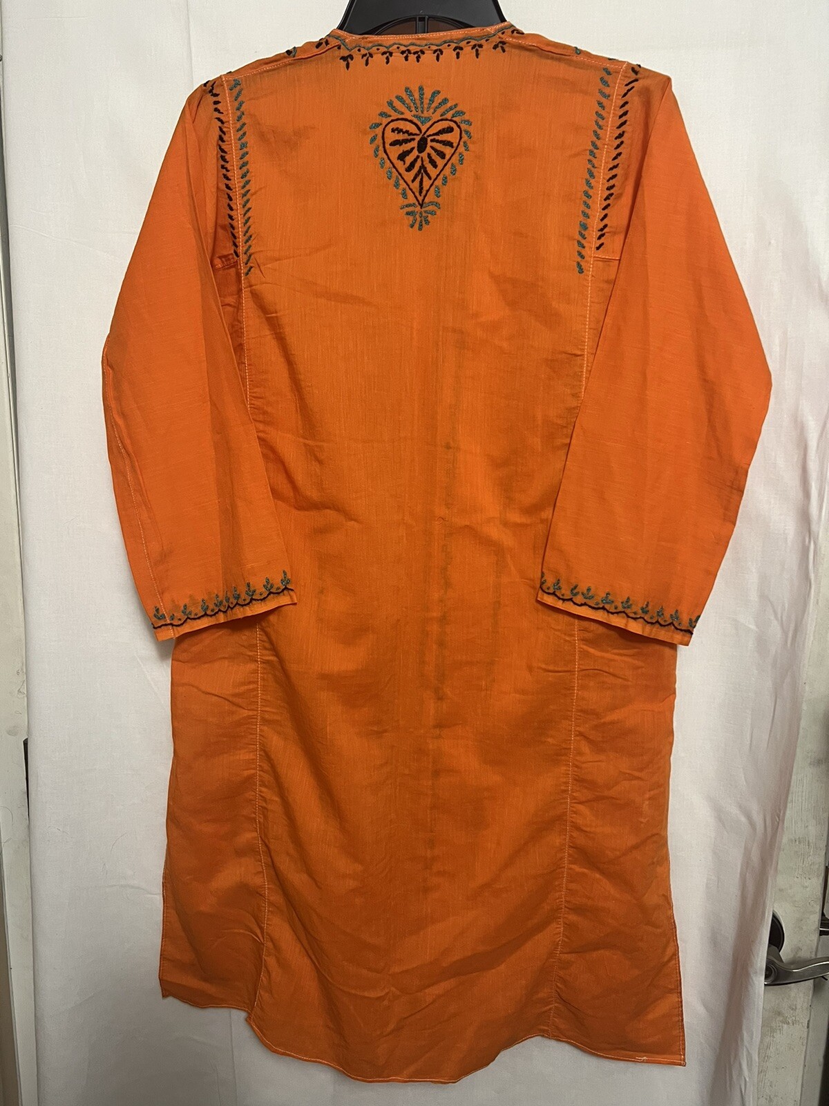 Orange Women Kurti Kurta Ethnic Sz Small Embroidered Tunic Dress Indian 0068