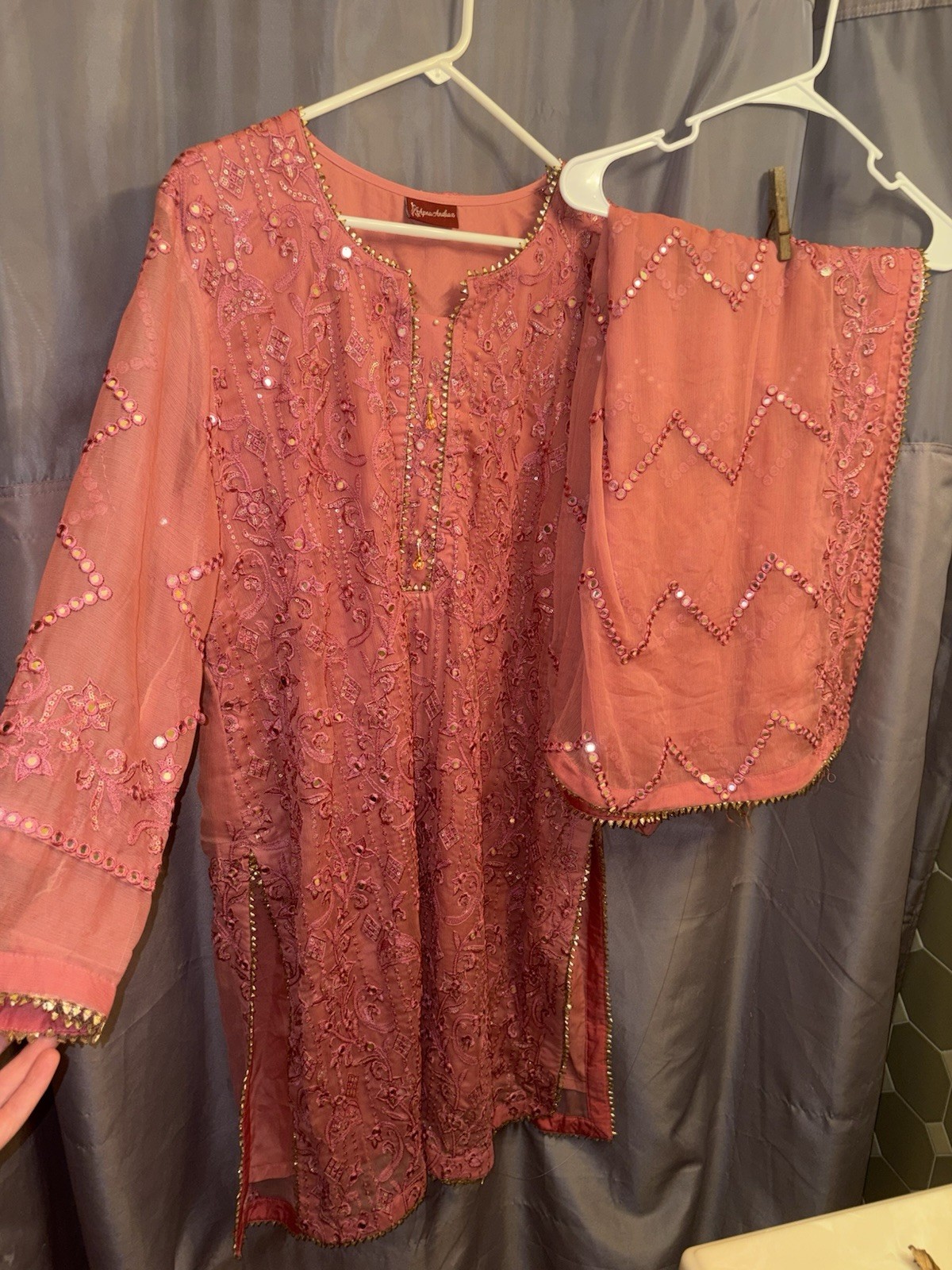 Apna Studio Pink Embroidered Pakistani Salwar Kameez 2 Pc Suit Dupatta