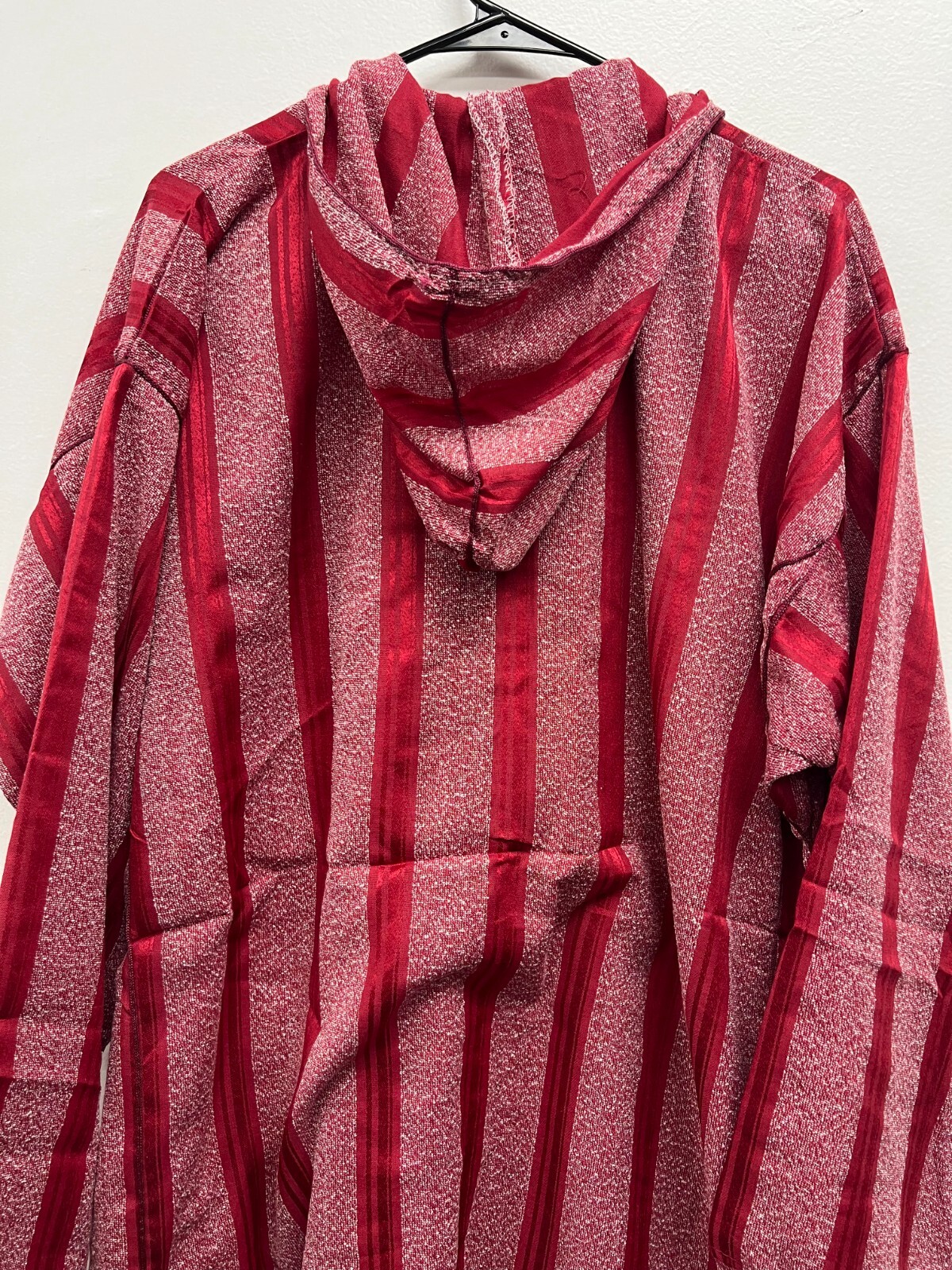 Men’s Moroccan Djellaba Hooded Thobe Handmade Arab Dishdasha Red/Silver