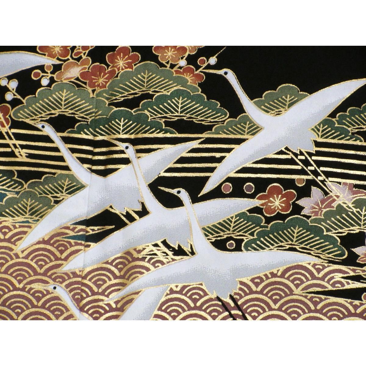 Authentic [Unused] JAPANESE KIMONO Yuzen Gold Leaf Processing Stone Mochi #2…