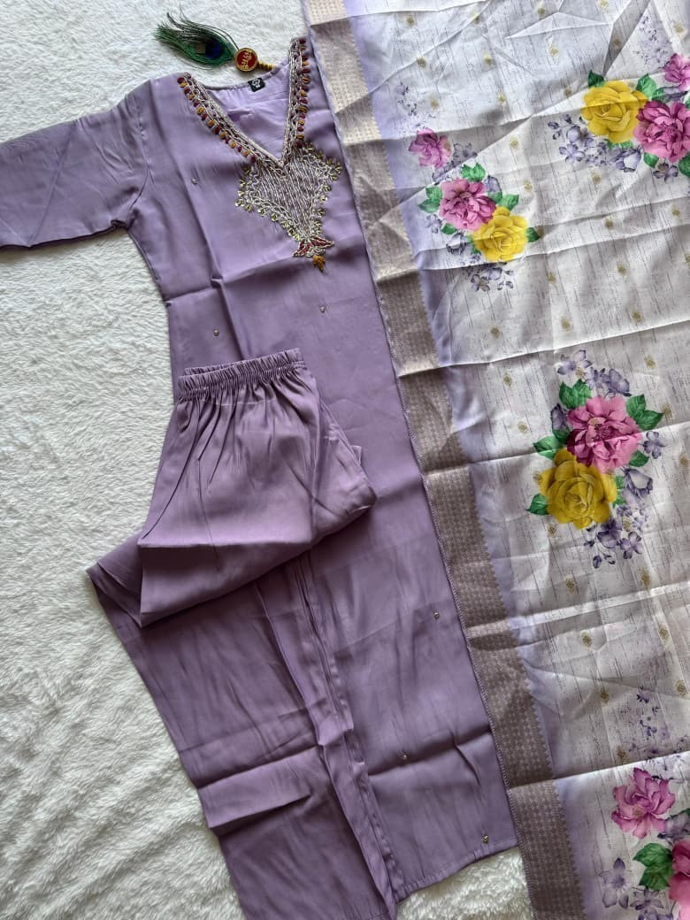 Lavender Salwar Kameez Kurti Indian Pakistani Tunic Party Wear Bollywood Dress