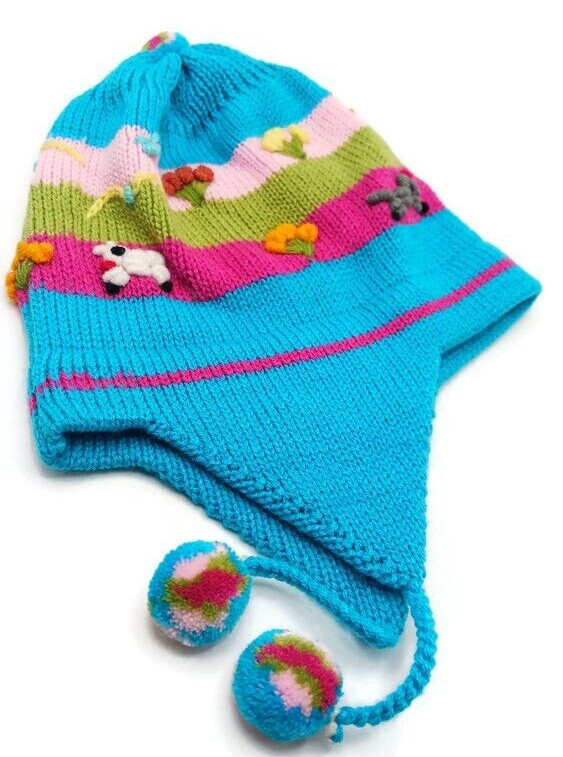 Handmade Chullo for kids – Peruvian Warmer hat for Winter knitting in Woll