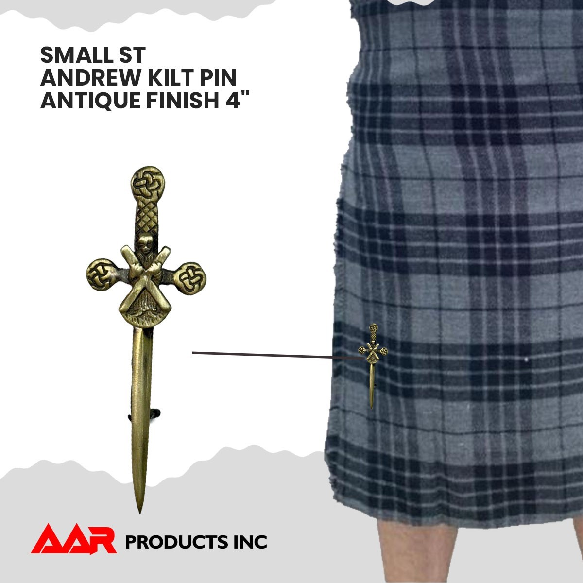 Kilt Pin Scottish Highland ST Andrew Kilt Pins 4″ Antique Finish Brass New AAR