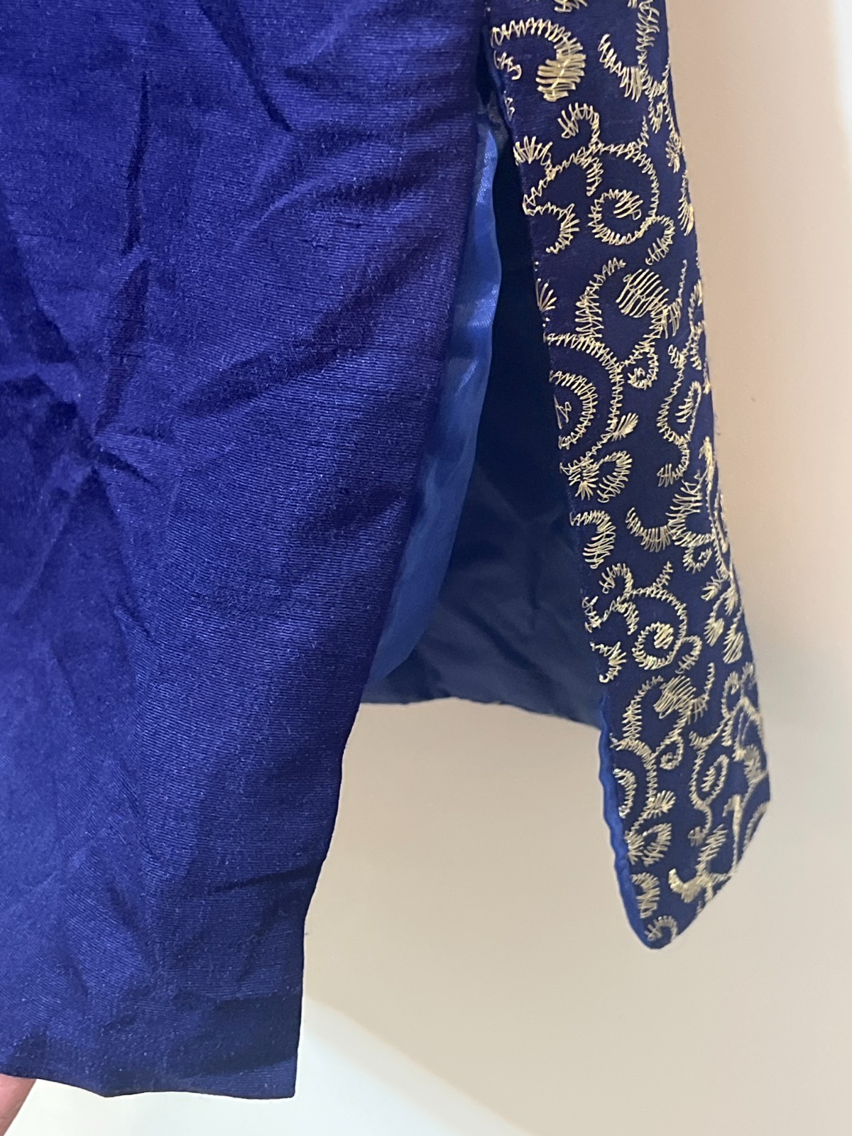 Boys Royal Blue Embroidered Sherwani Kurta Jacket Ethnic Formal Wear