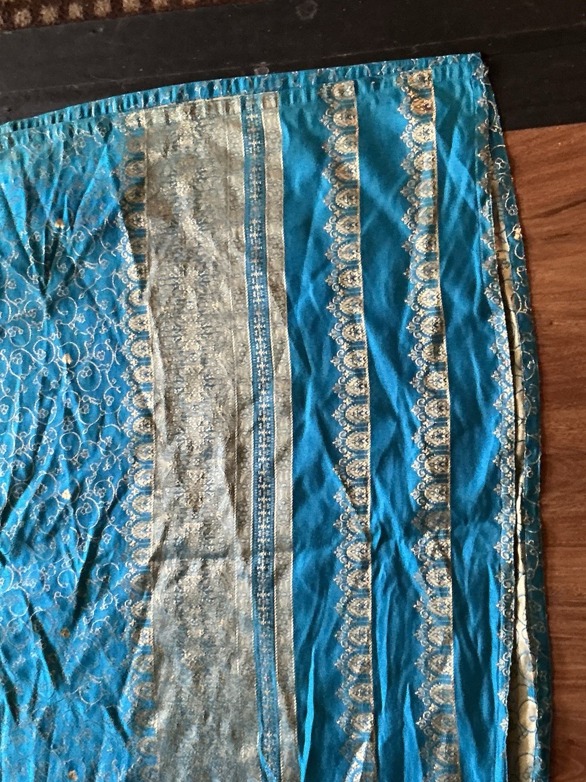 Brocade Jacquard Blue Kameez Kurta Kurti Tunic 46” Bust, 40” Long, New Dupatta