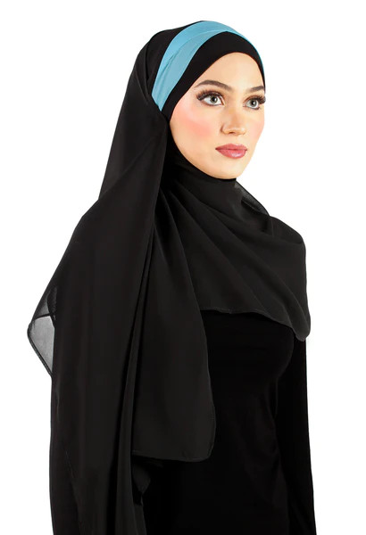 Chiffon Wrap Hijab Headscarf with 1 Color Stripe – Shawl For Muslim Women Hijab