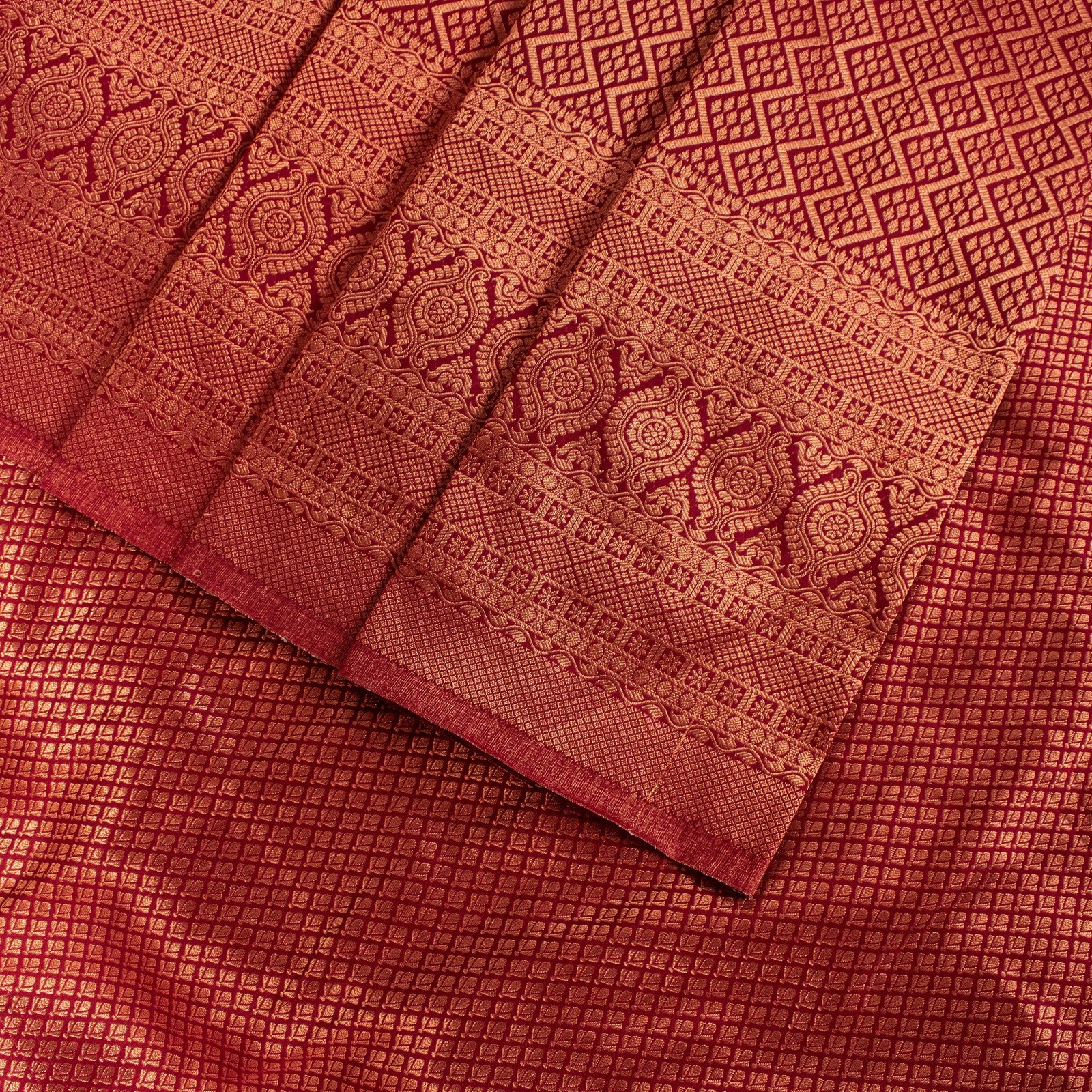 Sanskriti Vintage Red Blend Silk Saree Brocade Banarasi Zari Hand Woven Sari 5.5