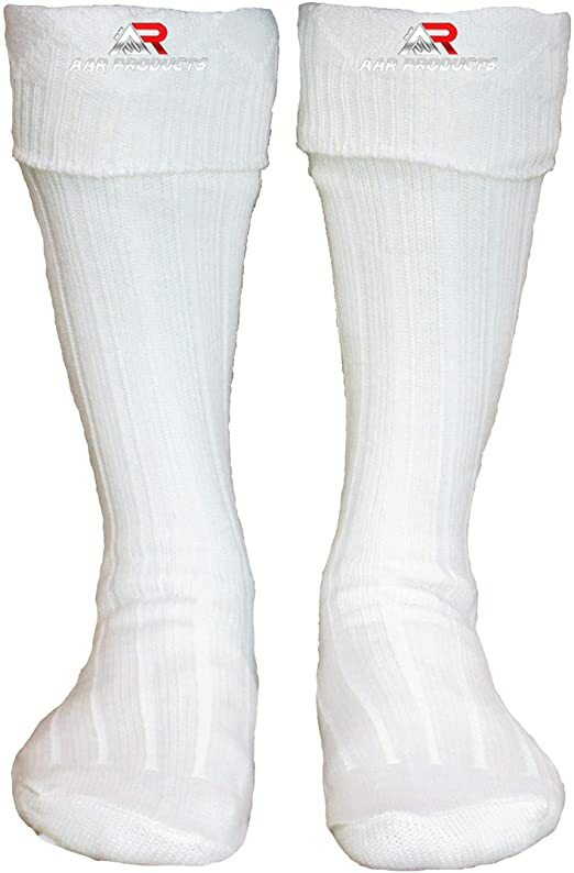 Scottish Irish White Kilt Hose Socks Men Size Medium Sporrans Flashes New AAR