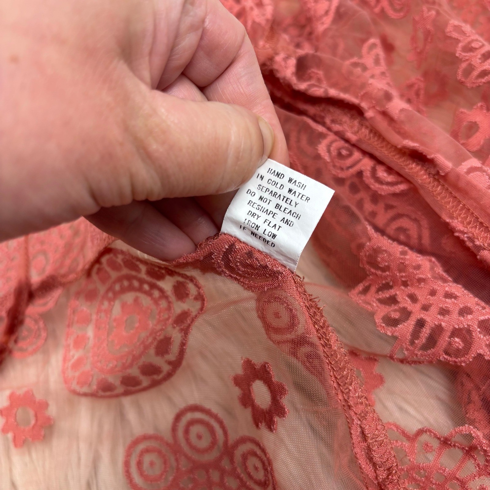Unbranded Women’s XL Pink Floral Burn Out Long Line Kimono Boho Fairy Festival