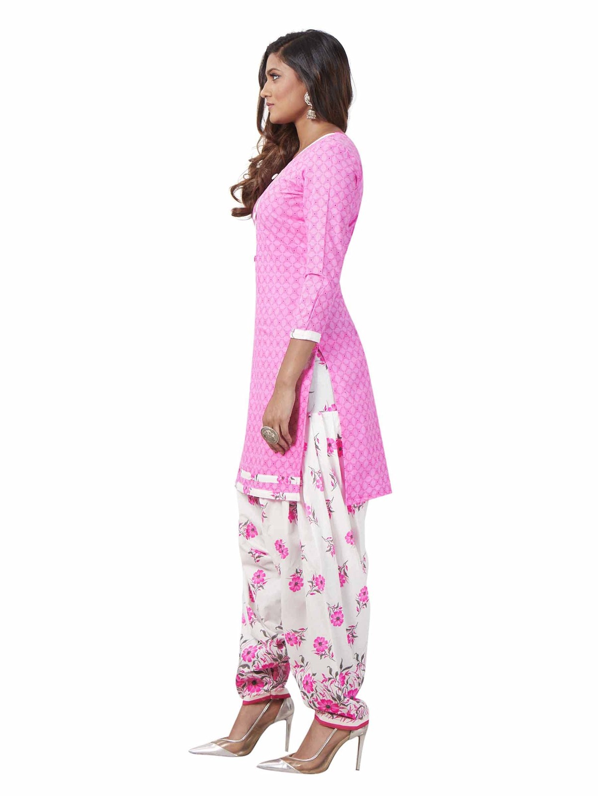 Miraan Women Cotton Unstitched Dress Material(BANDCOL923, Pink, Free Size)