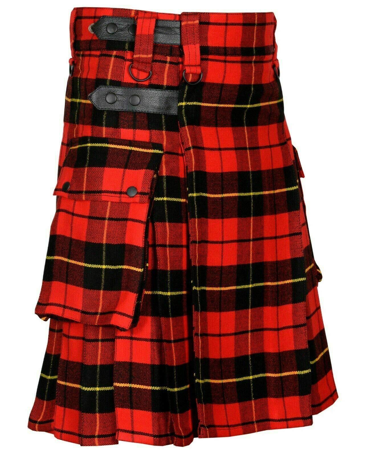 Wallace Tartan Leather Straps Utility Kilts